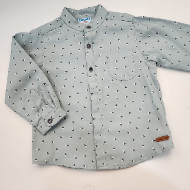 Camisa estampada verde empolvado niño cocote