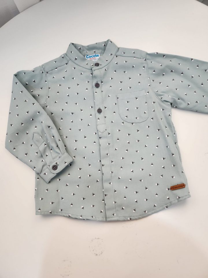 Camisa estampada verde empolvado niño cocote