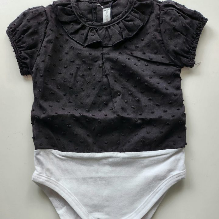 Body camisa plumeti negro mangas Cortas Calamaro
