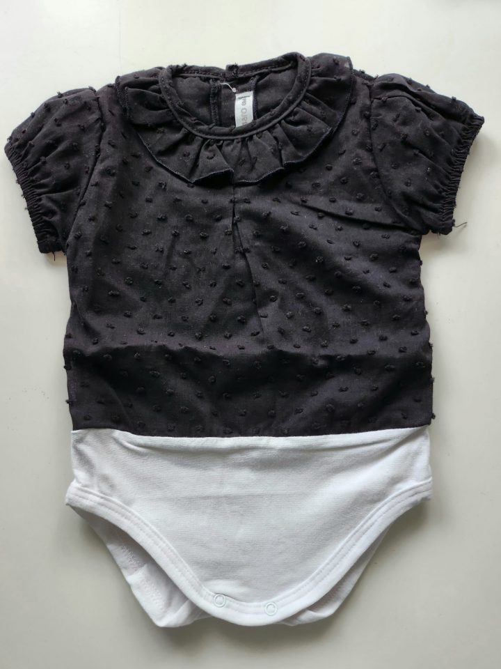 Body camisa plumeti negro mangas Cortas Calamaro