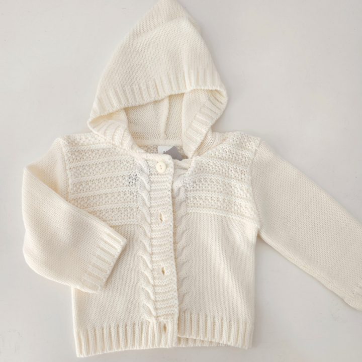 Chaqueta capucha unisex lana marfil