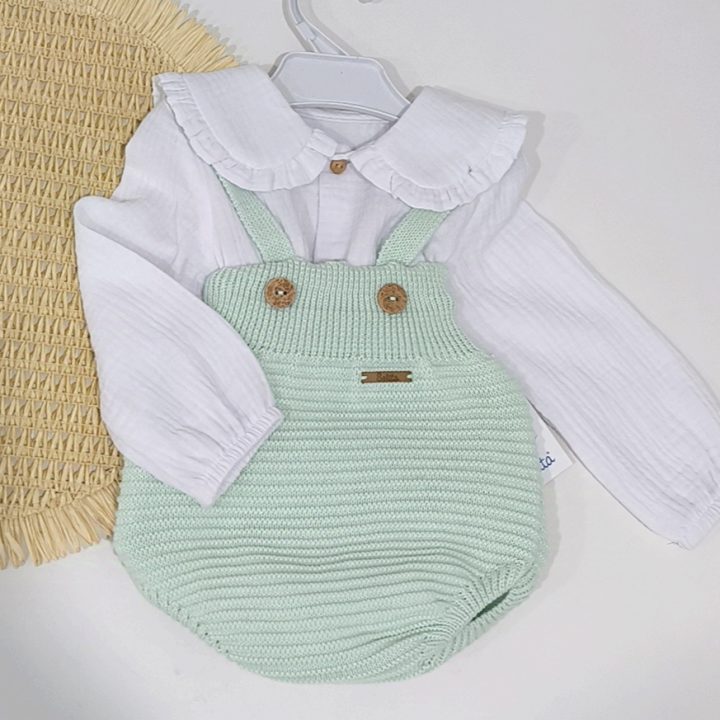 Conjunto camisa y ranita verde menta Solita