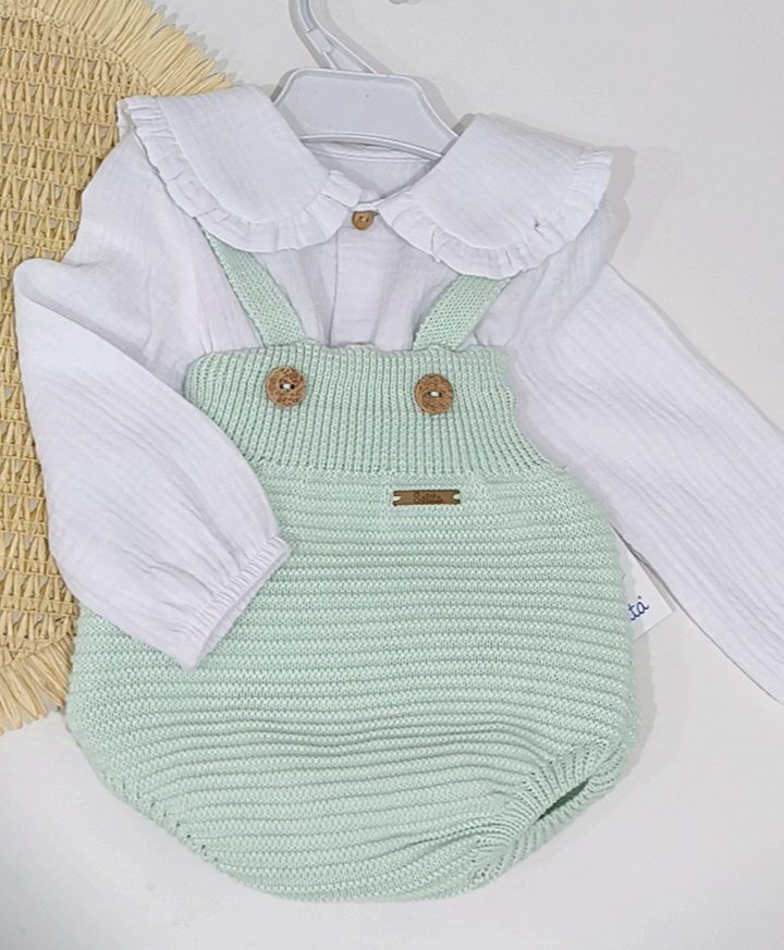 Conjunto camisa y ranita verde menta Solita