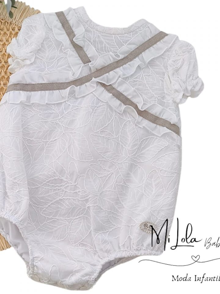 Pelele bordado unisex blanco José Varón