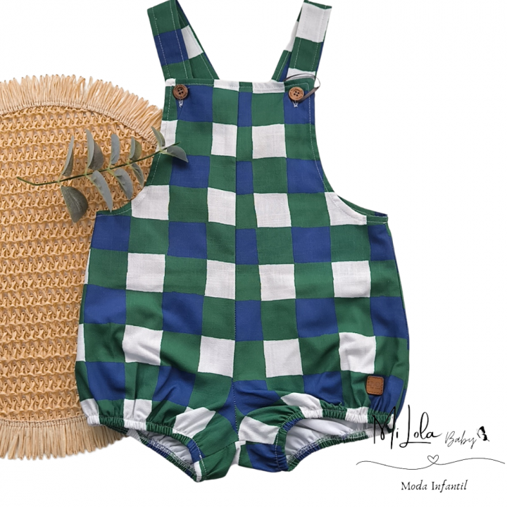 Peto ranita unisex cuadros bicolor verde José Varón