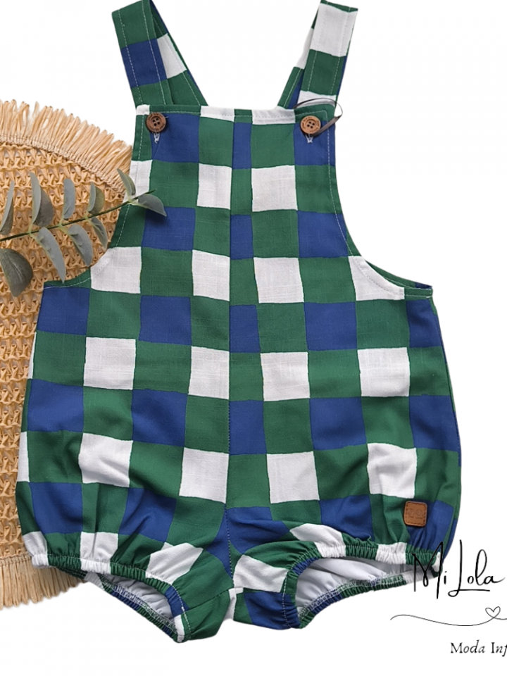 Peto ranita unisex cuadros bicolor verde José Varón