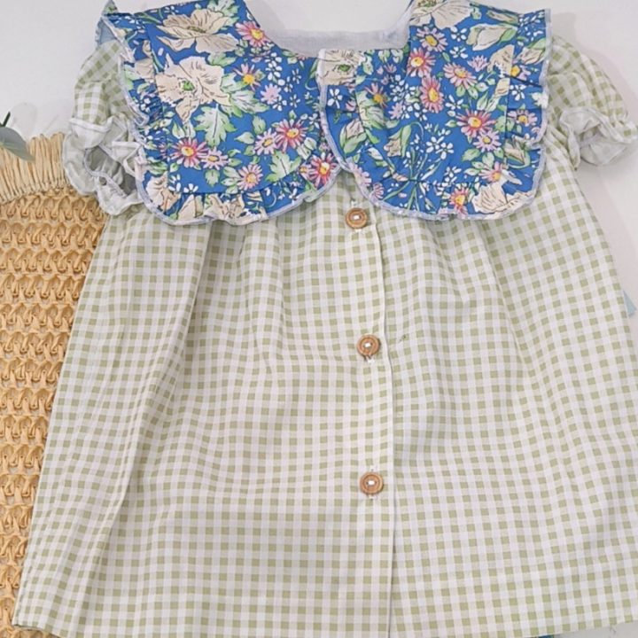 Vestido Vichy manzana con cuellos Liberty azahar