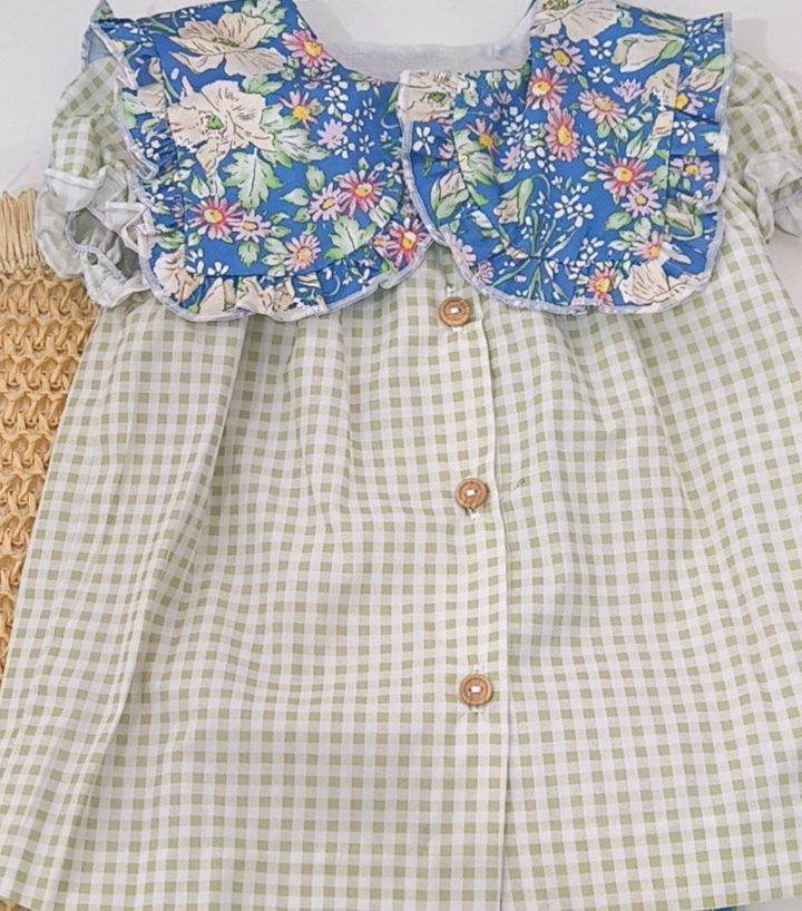 Vestido Vichy manzana con cuellos Liberty azahar