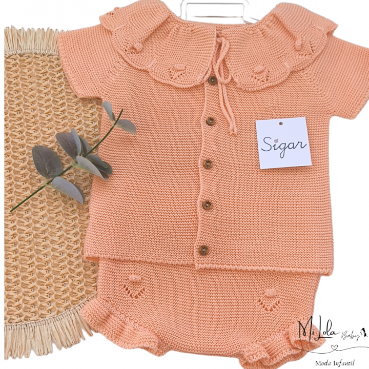 Conjunto de punto mandarina dos piezas Sigar