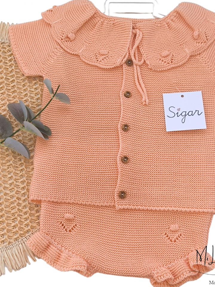 Conjunto de punto mandarina dos piezas Sigar