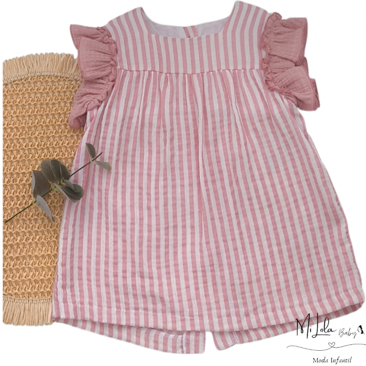 Vestido rayas Rosas Azahar