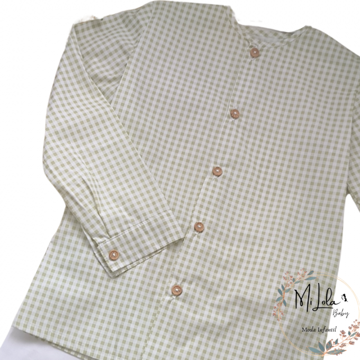 Camisa niño Vichy verde manzana Azahar