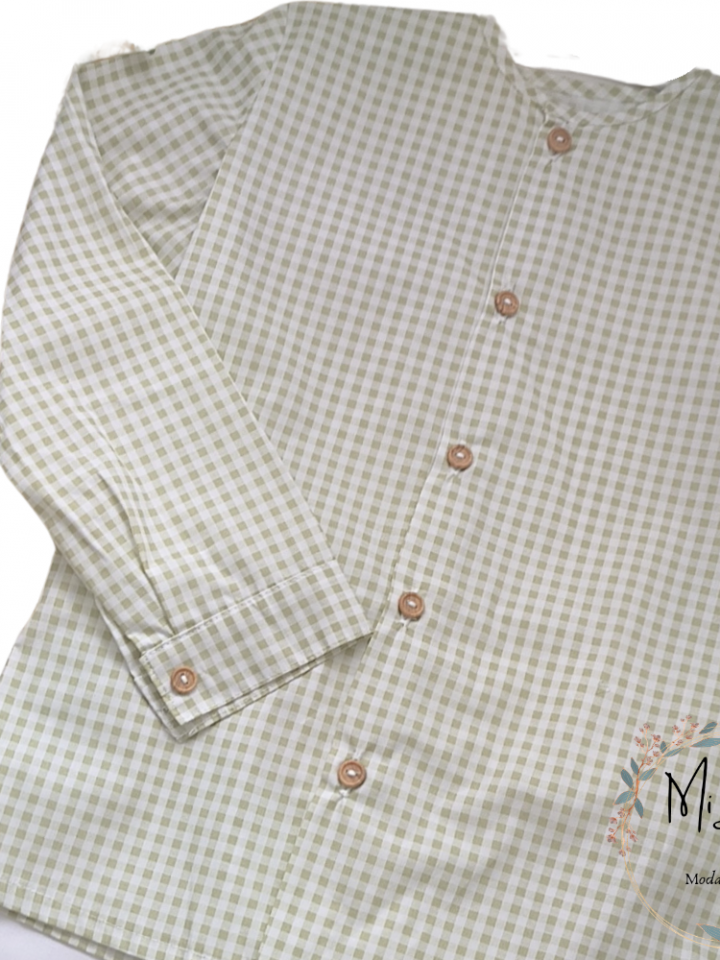 Camisa niño Vichy verde manzana Azahar