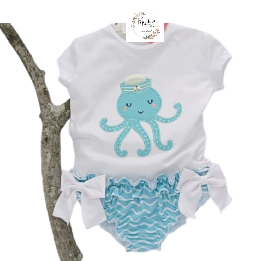 Conjunto de baño pulpo niña