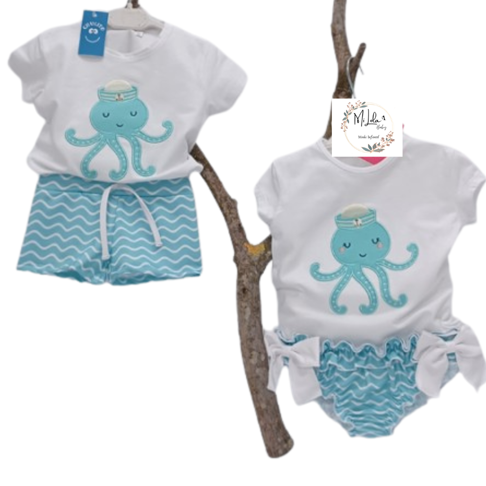 Conjunto de baño pulpo niña - Imagen 2