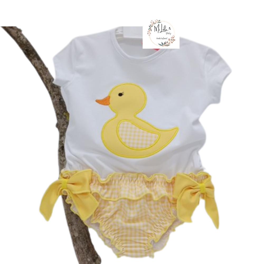 Conjunto de baño pato amarillo niña