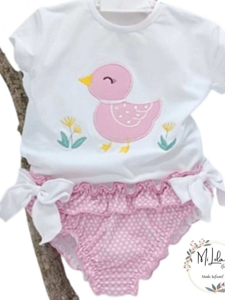 Conjunto de baño pato rosa