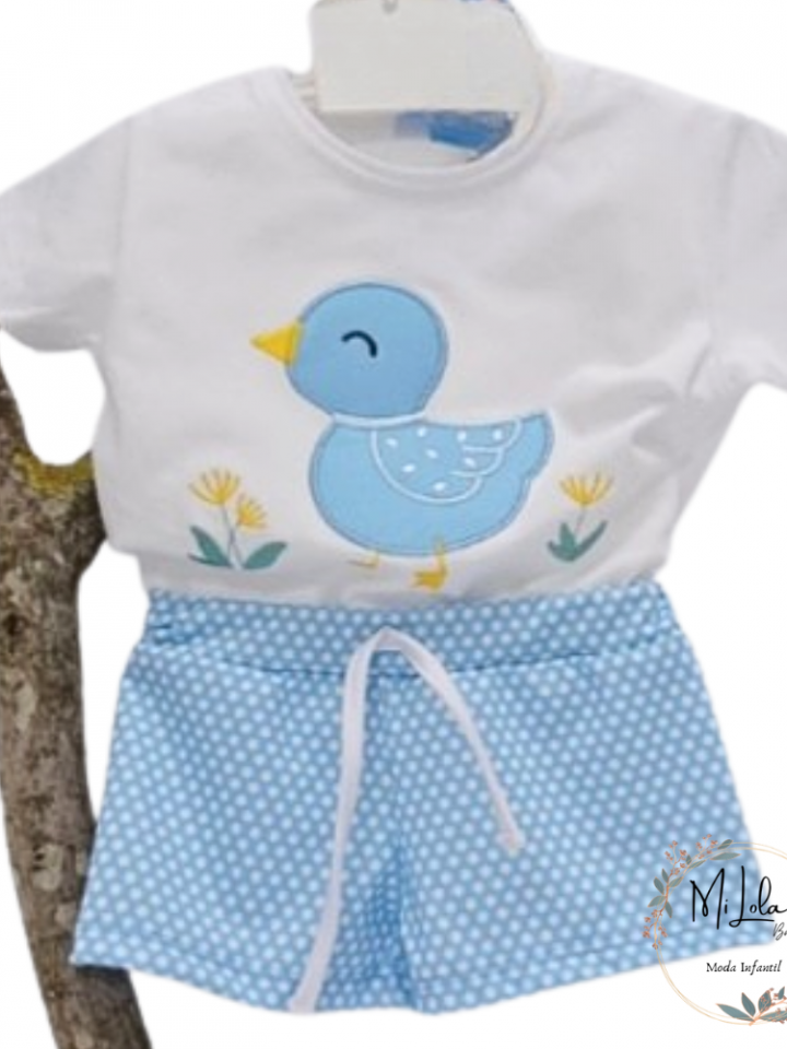 Conjunto de baño niño pato celeste