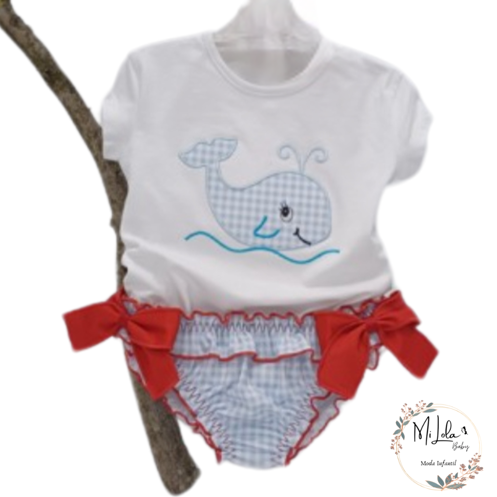 Conjunto de baño ballena niña