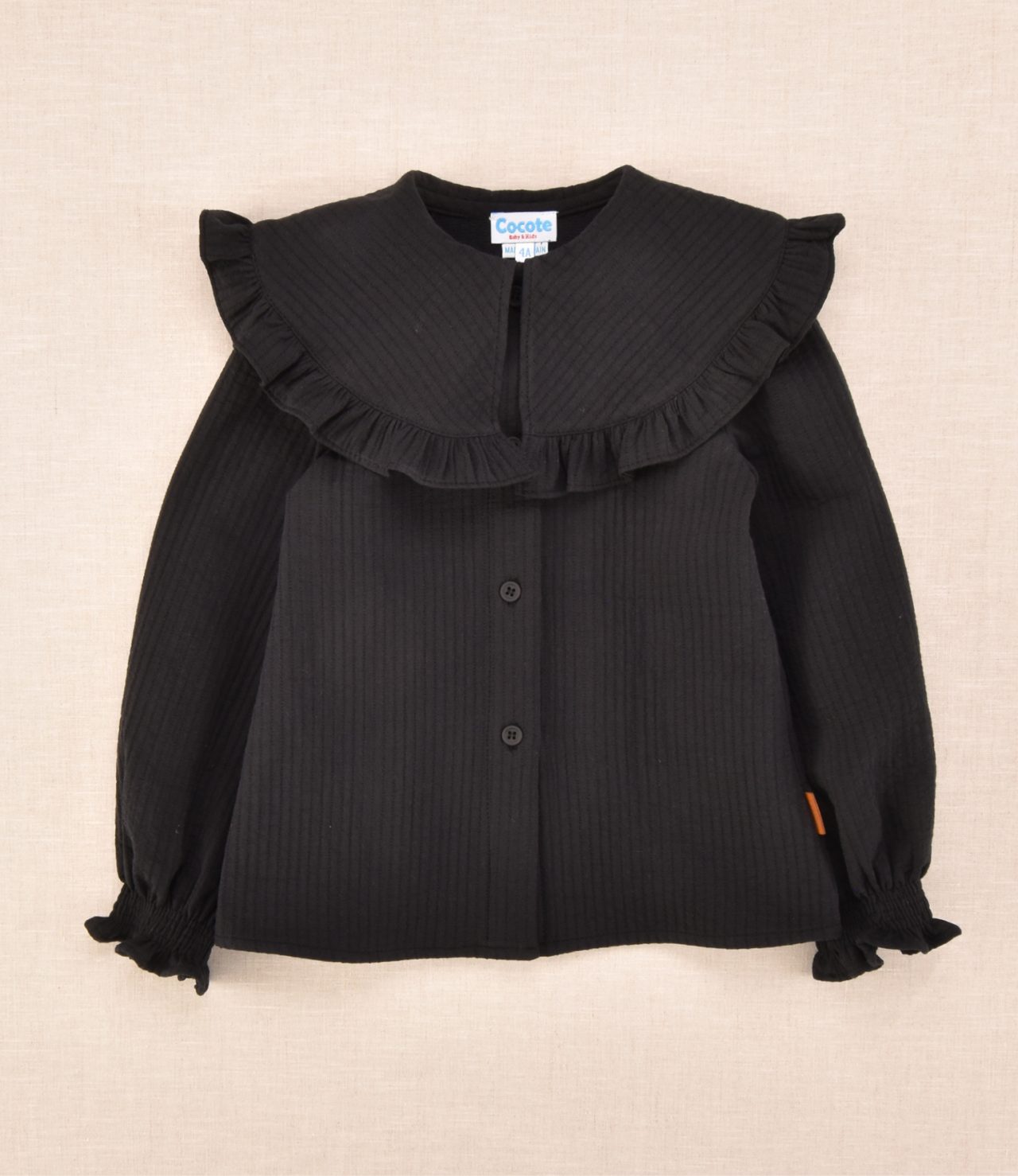 Camisa niña negra con cuello Cocote