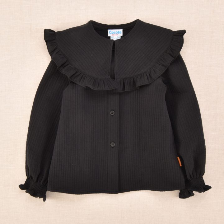 Camisa niña negra con cuello Cocote