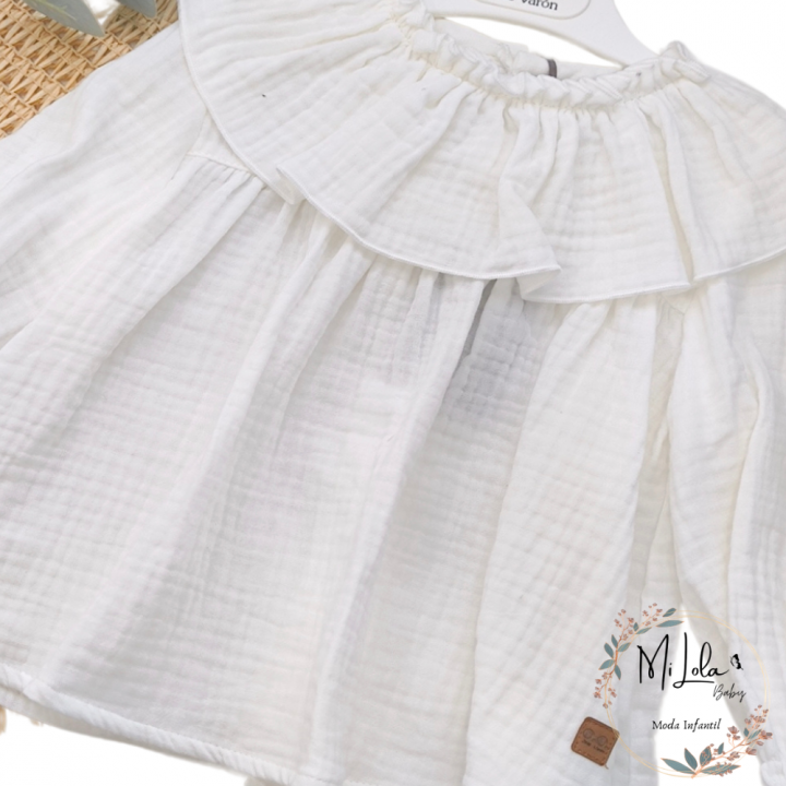 Camisa blanca cuello volante José Varón