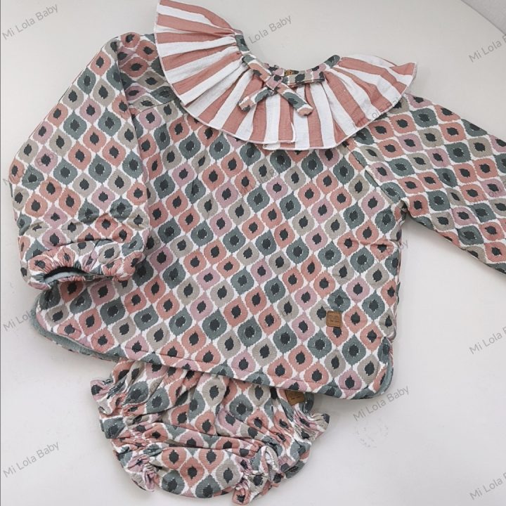 Conjunto sudadera y braguitas niña rombos suaves José Varón
