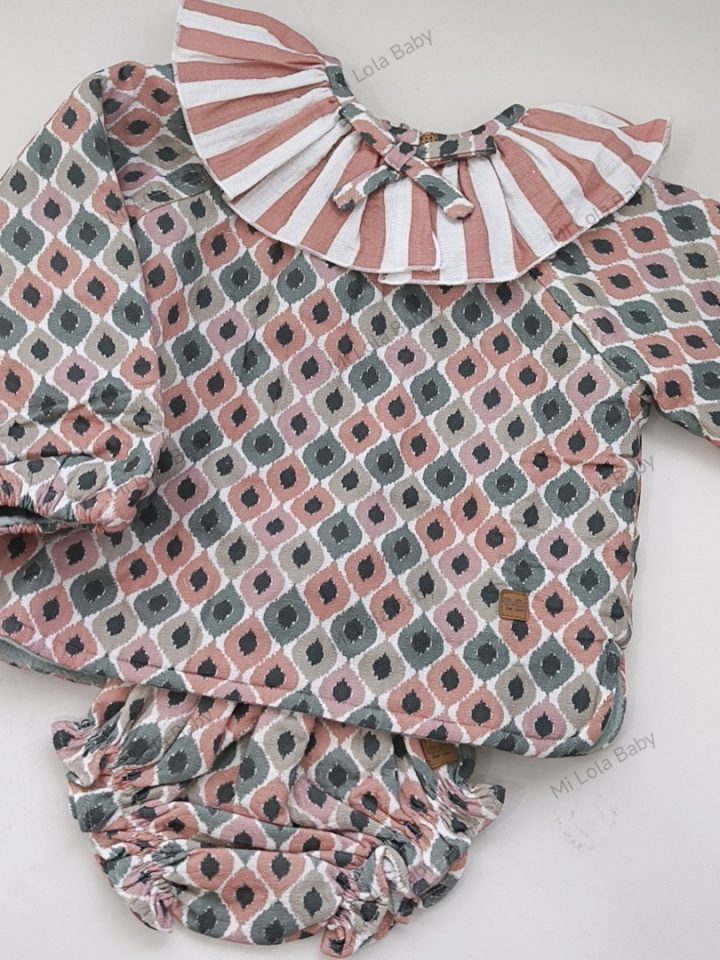 Conjunto sudadera y braguitas niña rombos suaves José Varón