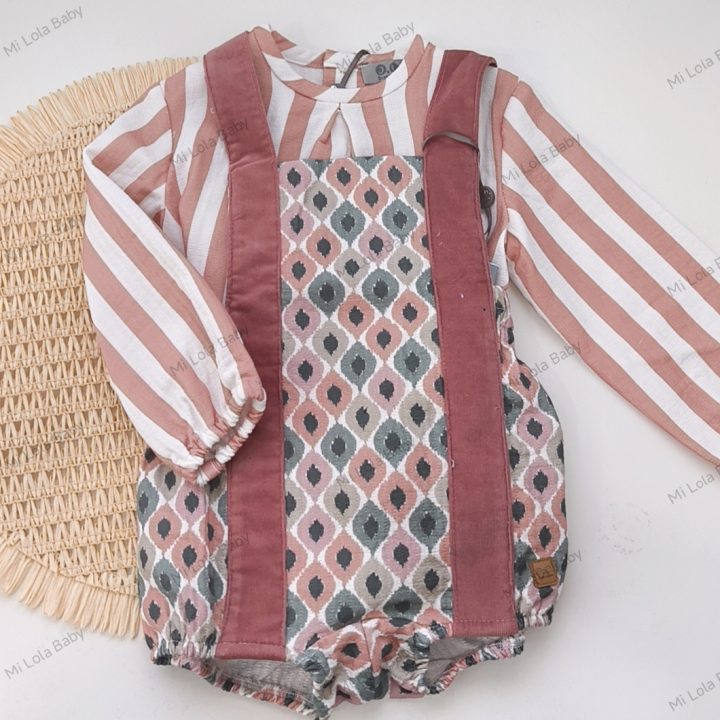 Conjunto de niño camisa rayas Marsala y ranita rombos José Varón