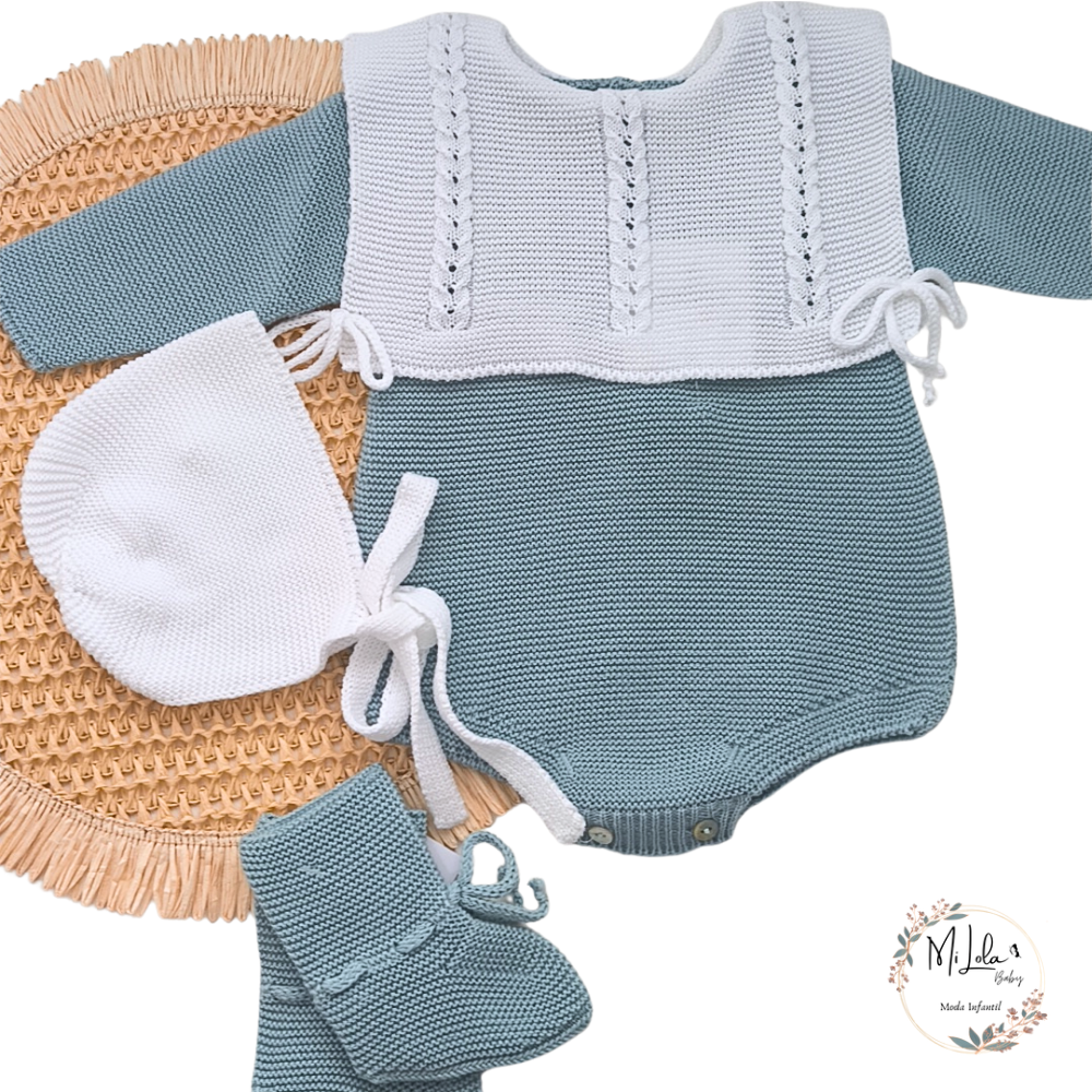 Pelele verde agua unisex babero Sigar - Imagen 2