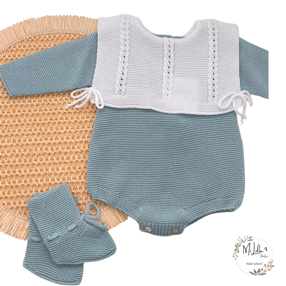 Pelele verde agua unisex babero Sigar - Imagen 3