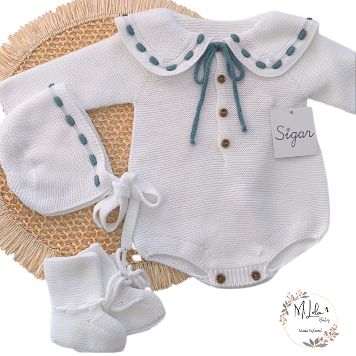 Pelele unisex blanco Cuello Sigar