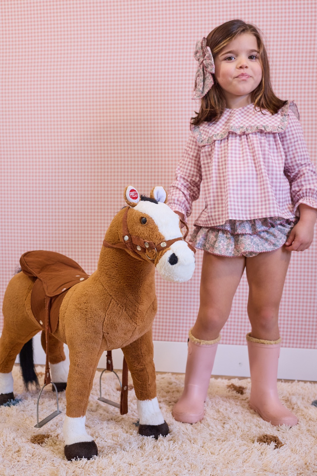 Conjunto niña blusa Vichy y braguitas flores Viena La Martinica - Imagen 2