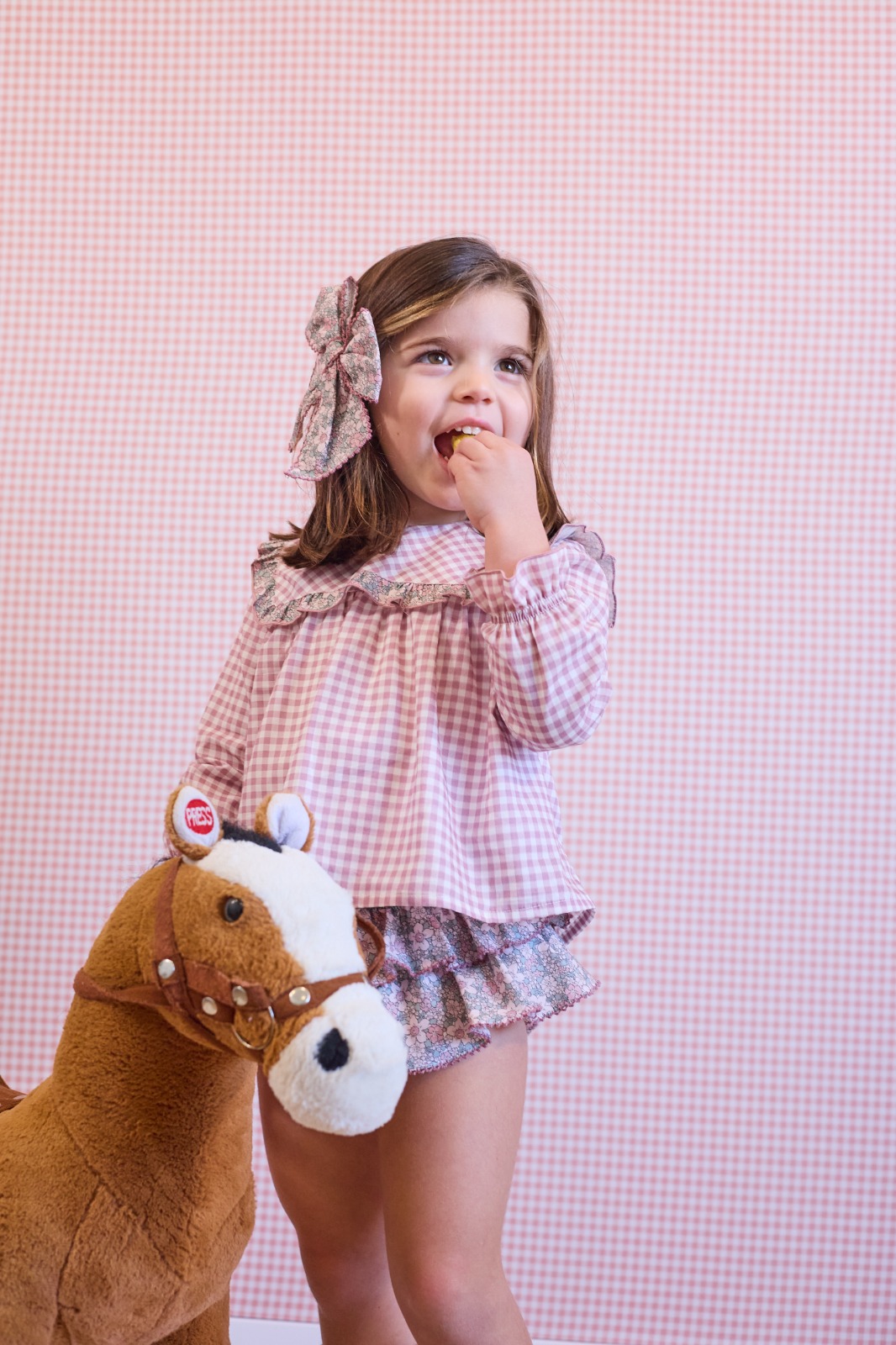 Conjunto niña blusa Vichy y braguitas flores Viena La Martinica - Imagen 3