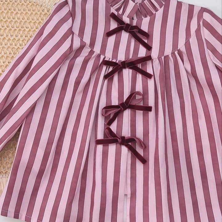 Camisa rayas Granate y rosa lazos José Varón
