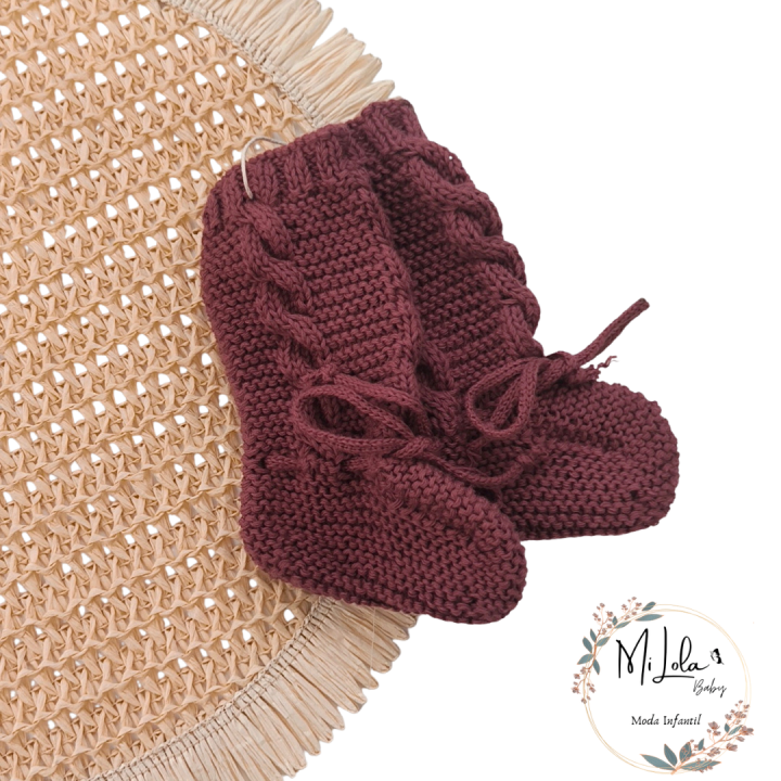 Patucos unisex granate cotoli