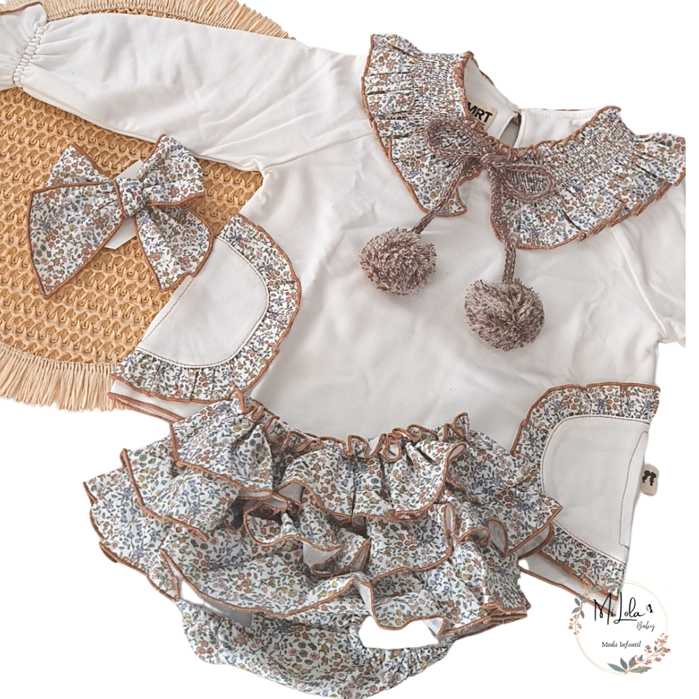 Conjunto niña de felpa con braguitas de tela Montpellier La Martinica