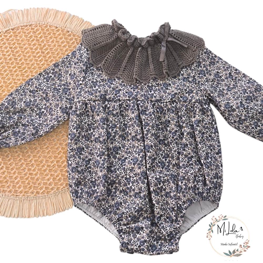 Pelele Liberty combinado con cuello de punto topo Paloma - Imagen 2