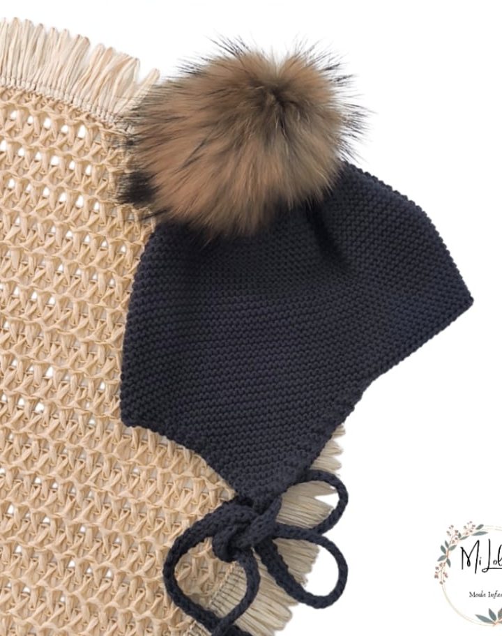 Gorrito unisex aviador pompón Azul Marino Sigar