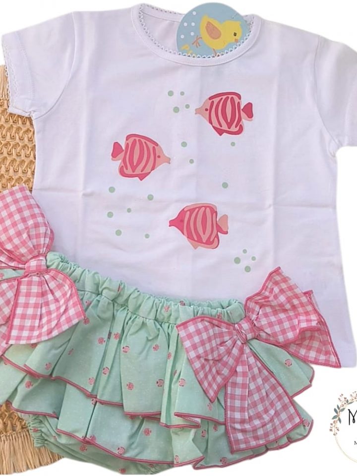 Conjunto camiseta y braguitas peces Pío Pío