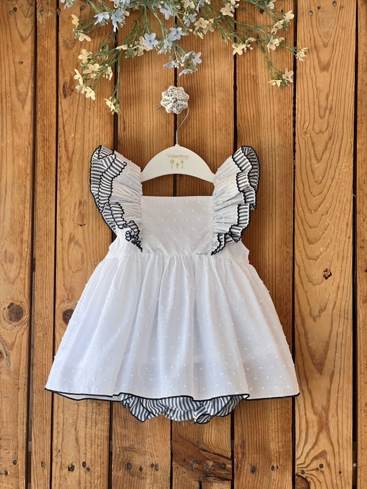 Jesusito plumeti blanco combinado con rayas Marino Valentina