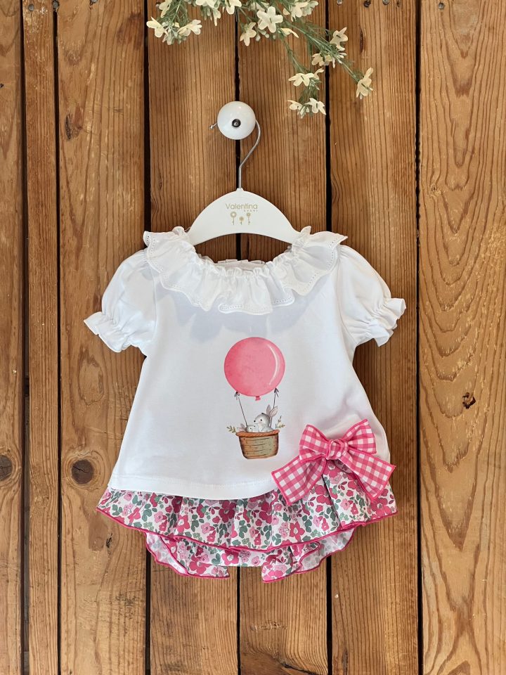 Conjunto camiseta y braguitas Liberty fresa Valentina