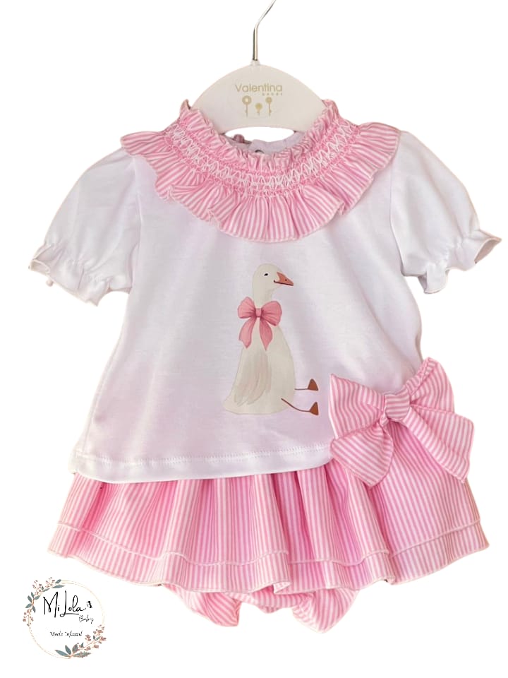Conjunto de camiseta con braguitas cisne Rosa Valentina