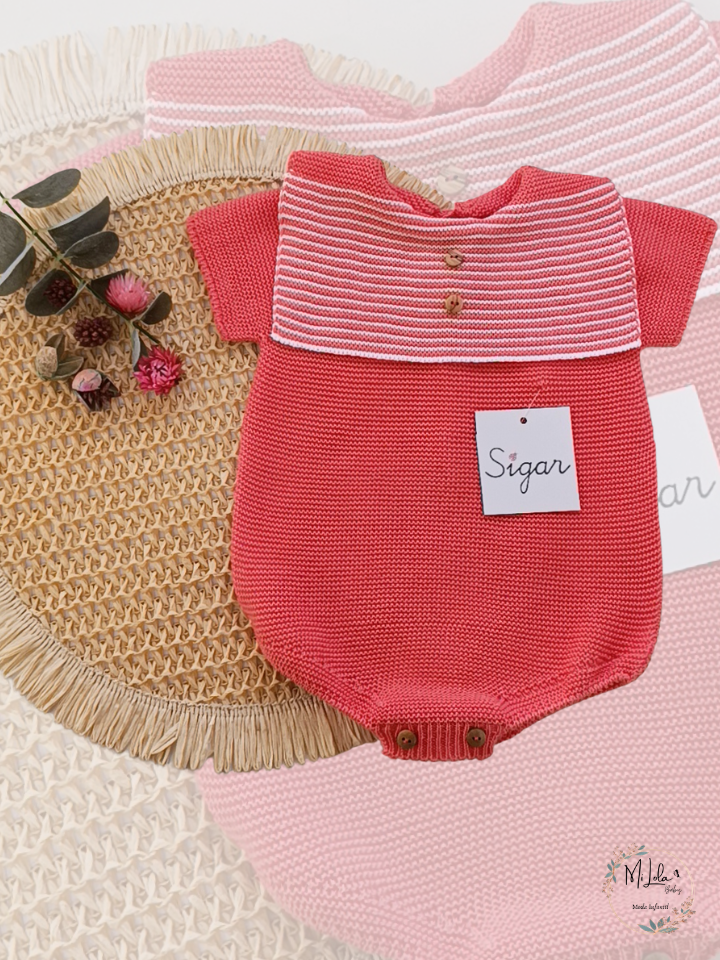 Pelele unisex babero coral Sigar