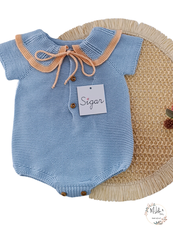 Pelele unisex cielo y melocotón Sigar