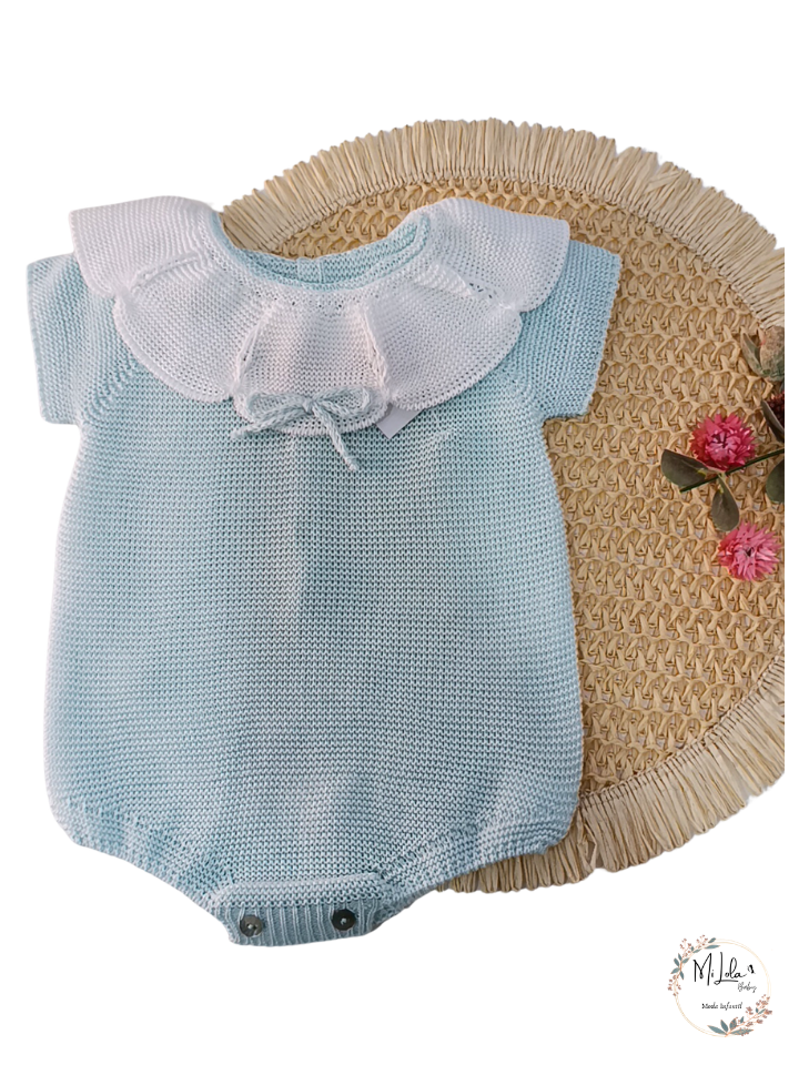 Pelele unisex verde agua cuello lacito Sigar