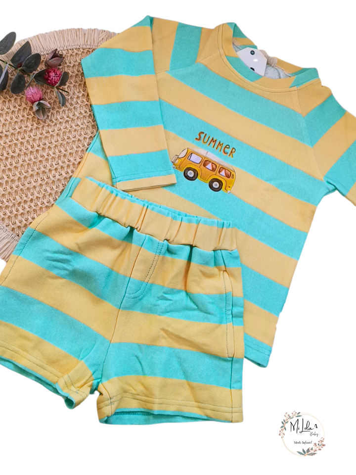 Conjunto sudadera y pantalón corto rayas Provenza La Martinica