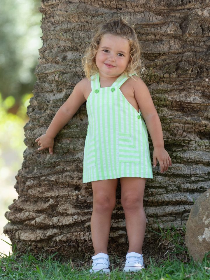 Pichi niña bebe rayas flúor verde Nekenia