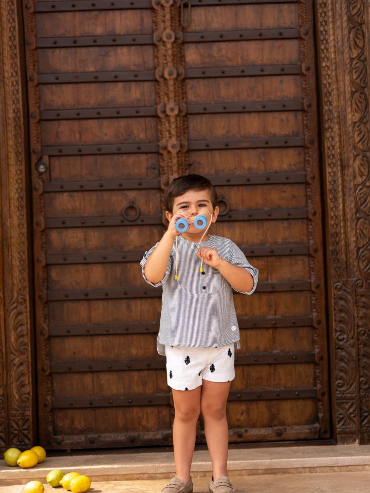 Conjunto niño blanco y negro étnico cocote