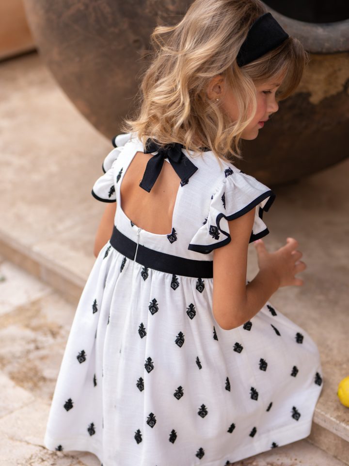 Vestido niña blanco y negro étnico Cocote